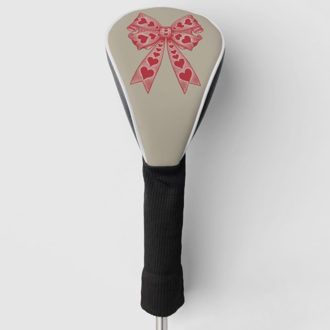 Valentinstag Herz Coquette Bogen Retro Valentine Golf Headcover (Vorderseite)