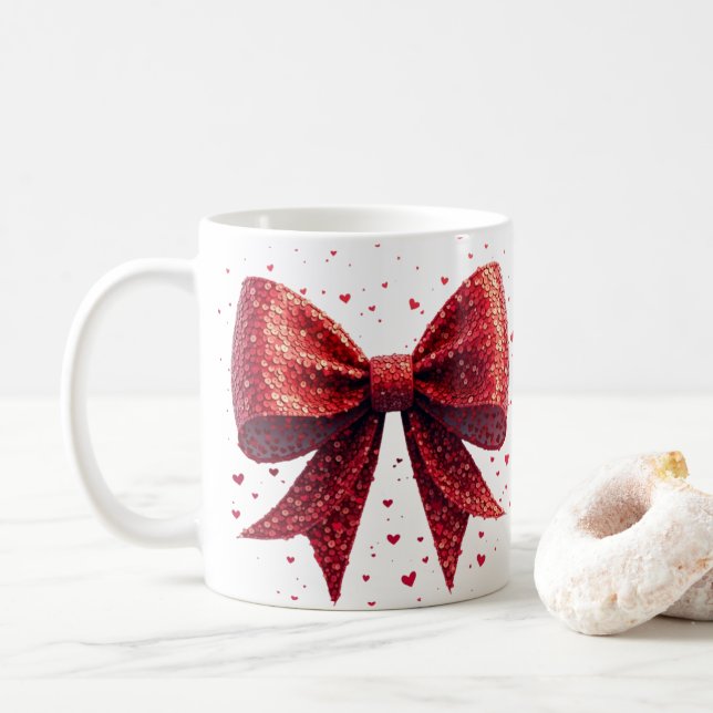 Valentinstag Herz Coquette Bow Kaffeetasse (Mit Donut)