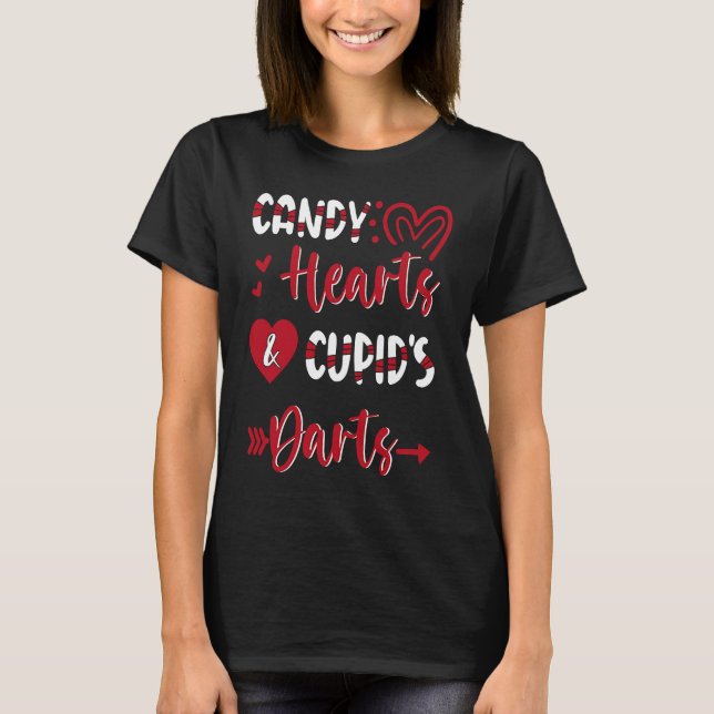 Valentinstag Herz Darts Cupid Candy Heart T-Shirt (Vorderseite)
