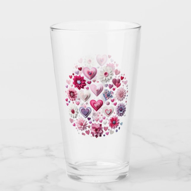 Valentinstag-Herz Glas (Vorderseite)