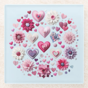 Valentinstag-Herz Glasuntersetzer