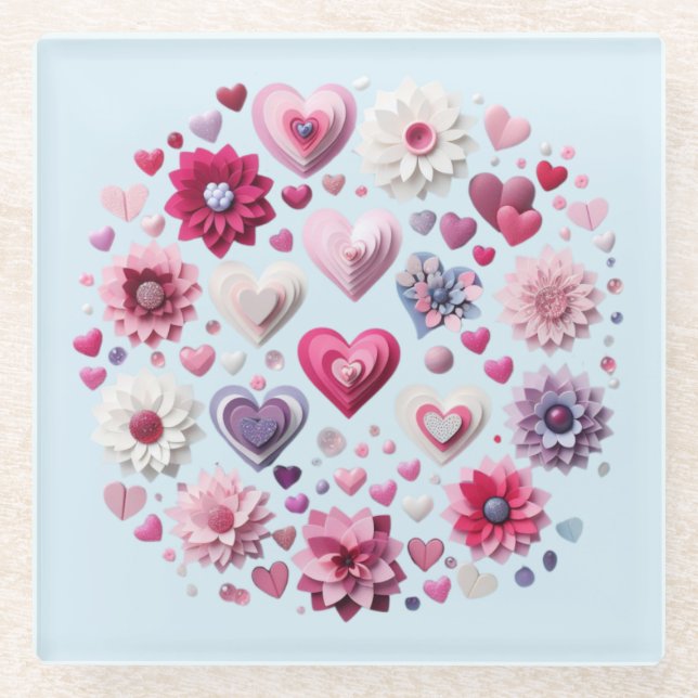 Valentinstag-Herz Glasuntersetzer (Vorderseite)