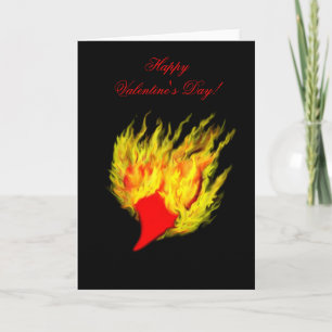 Valentinstag - Herz in Flammen Feiertagskarte