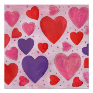 Valentinstag Herz in Rosa, Lila und Rot Poster