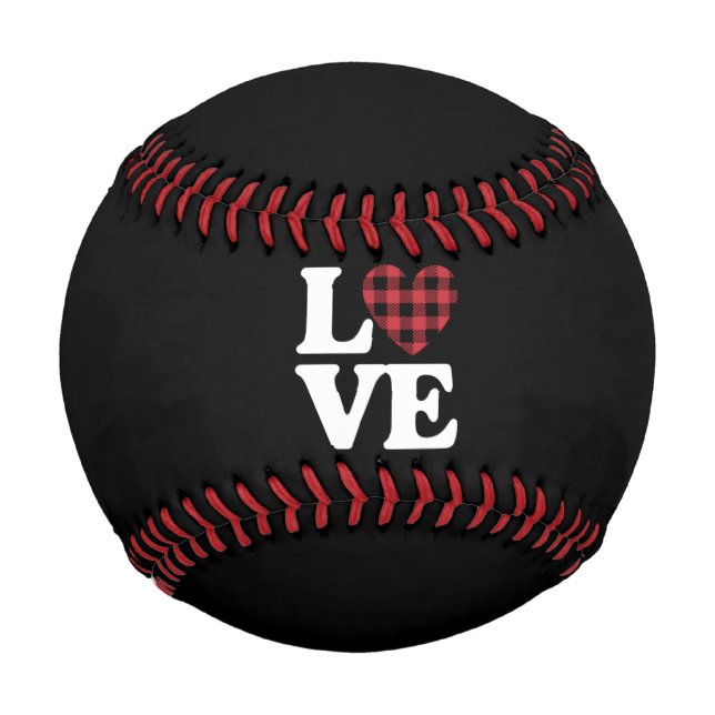 Valentinstag Herz Karierte Liebe Baseball (Vorderseite)