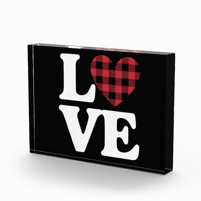 Valentinstag Herz Karierte Liebe Fotoblock (Rechts)