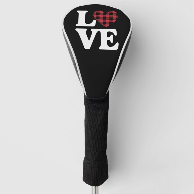 Valentinstag Herz Karierte Liebe Golf Headcover (Vorderseite)