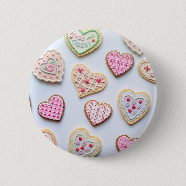 Valentinstag-Herz-Kekse Button (Vorderseite)