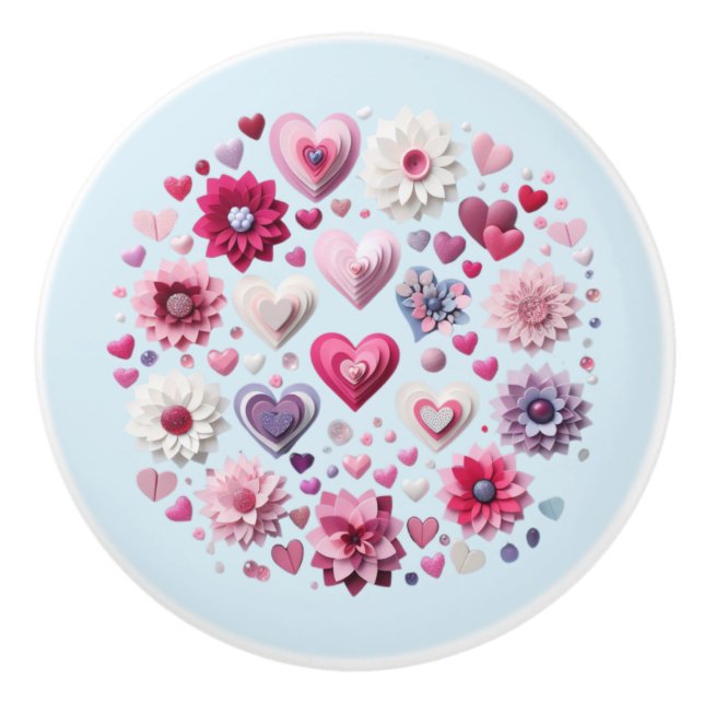 Valentinstag-Herz Keramikknauf (Vorderseite)