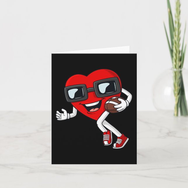 Valentinstag Herz läuft mit Fußballspielen Karte (Vorderseite)