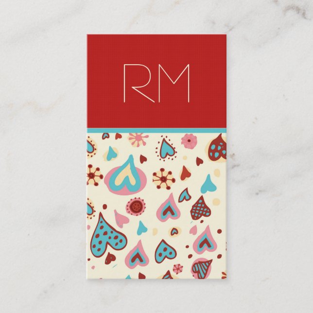 Valentinstag Herz-Muster-Vorlage Visitenkarte (Vorderseite)