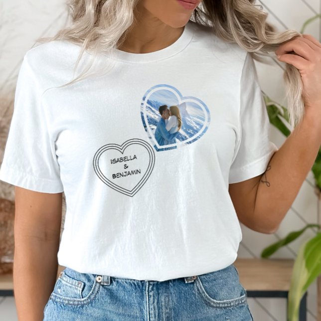 Valentinstag Herz Personalisiertes Foto & Namen Tri-Blend Shirt (Von Creator hochgeladen)
