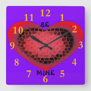 Valentinstag Herz Quadratische Wanduhr