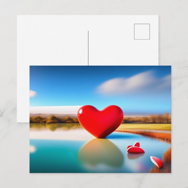 Valentinstag Herz Rosa Hintergrund Postkarte (Vorne/Hinten)