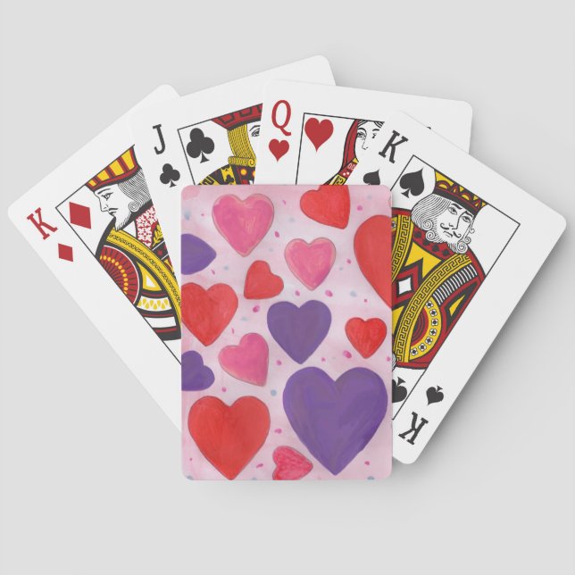 Valentinstag Herz rosa, Lila, rot Spielkarten (Rückseite)