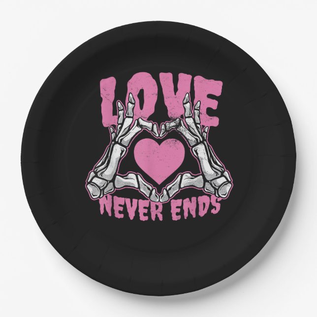 Valentinstag Herz Skeleton Hände Herz Pappteller (Vorderseite)