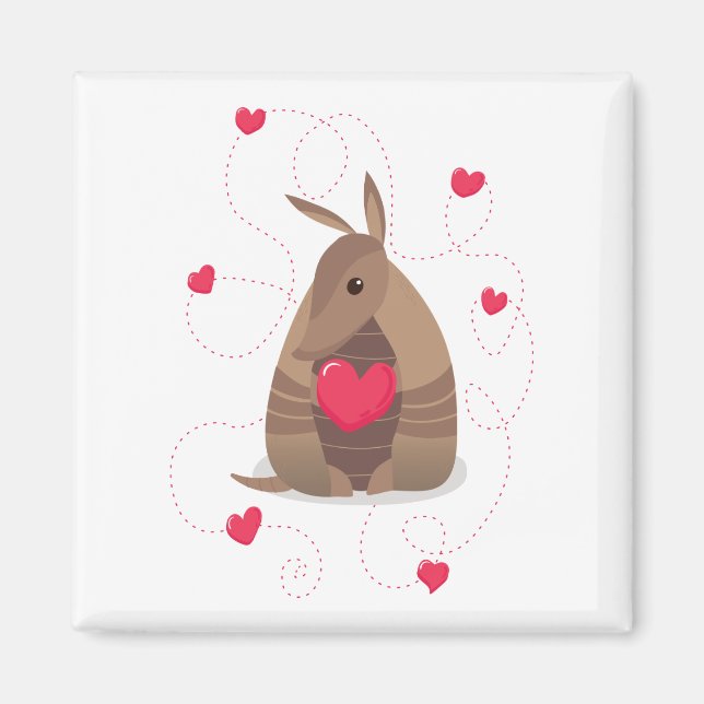 Valentinstag Herz Texas Armadillo Magnet (Vorne)