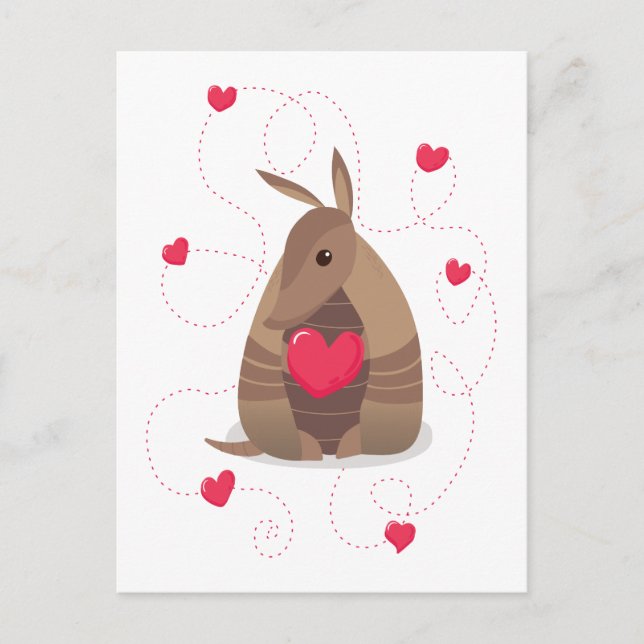 Valentinstag Herz Texas Armadillo Postkarte (Vorderseite)