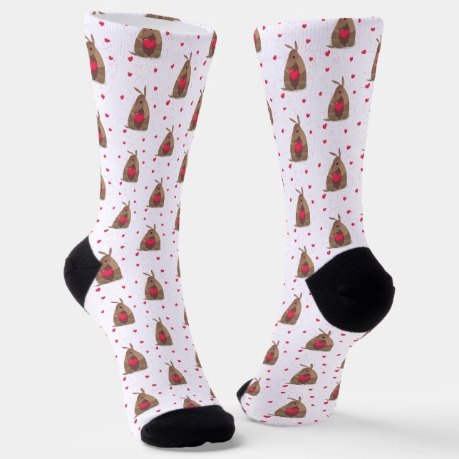 Valentinstag Herz Texas Armadillo Socken (Gewinkelt)