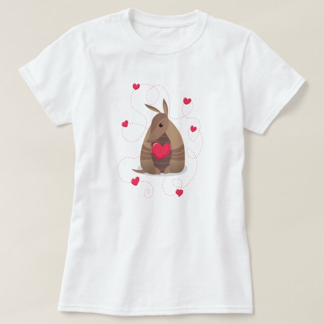 Valentinstag Herz Texas Armadillo T-Shirt (Design vorne)