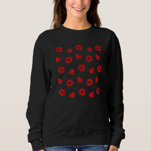 Valentinstag Herz und Lipstick Kiss Marks Col Sweatshirt