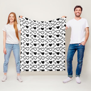 Valentinstag Herz Zickzack Schwarz-weißes Muster Fleecedecke
