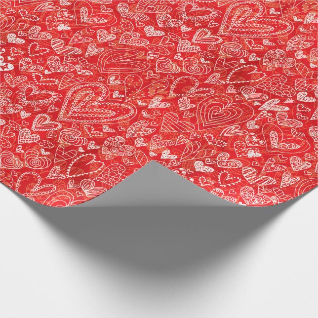 Valentinstag-Herzen auf Rot Geschenkpapier (Ecke)