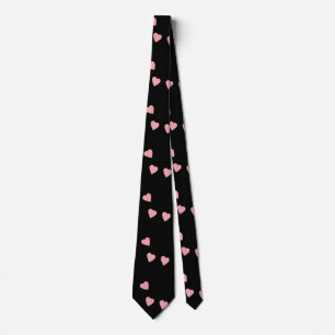 Valentinstag Herzen Handgezeichnet Rosa Schwarz Krawatte