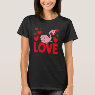 Valentinstag-Herzen-Liebe-Flamingo-Tiere-Frauen T-Shirt