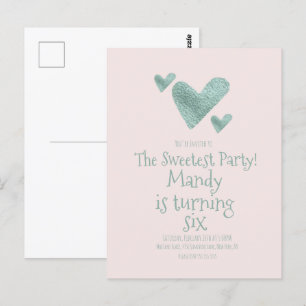Valentinstag-Herzen Metallische Wasserfarbe Geburt Postkarte