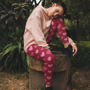 Valentinstag-Herzen Muster Rot Pink Leggings