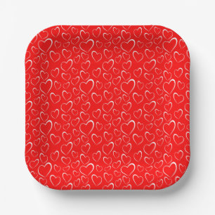 Valentinstag-Herzen-Papierplatten Pappteller