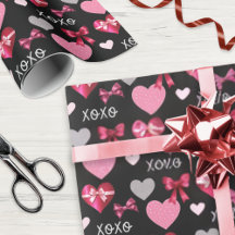 Valentinstag-Herzen und -Schleifen Rosa Rot Schwar