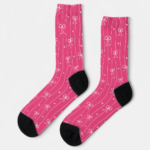 Valentinstag-Herzen und Schleifen Rosa Socken