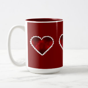 Valentinstag-Herzen Zweifarben-Tasse, 0,45 l Zweifarbige Tasse