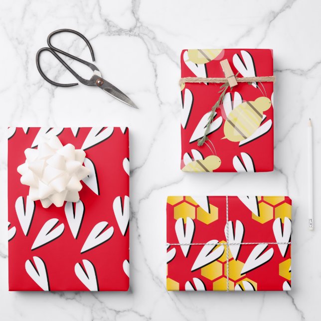 Valentinstag Herzenmuster Geschenkpapier Set (Vorderseite)