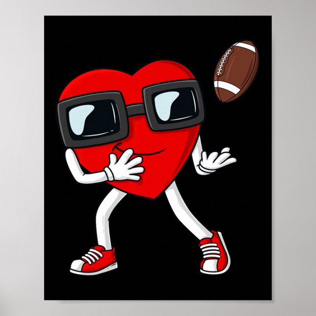 Valentinstag Herzfußball Receiver Tight End B Poster (Vorne)