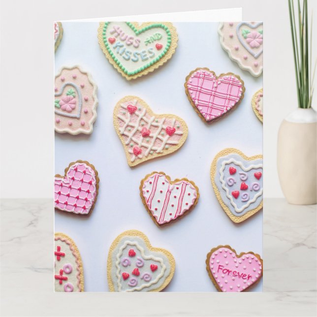Valentinstag Herzkekse Dankeskarte (Vorderseite)