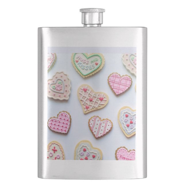 Valentinstag Herzkekse Flachmann (Vorderseite)