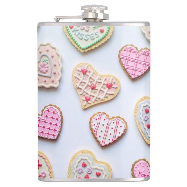 Valentinstag Herzkekse Flachmann (Vorderseite)