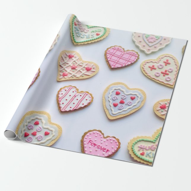 Valentinstag Herzkekse Geschenkpapier (Ungerollt)