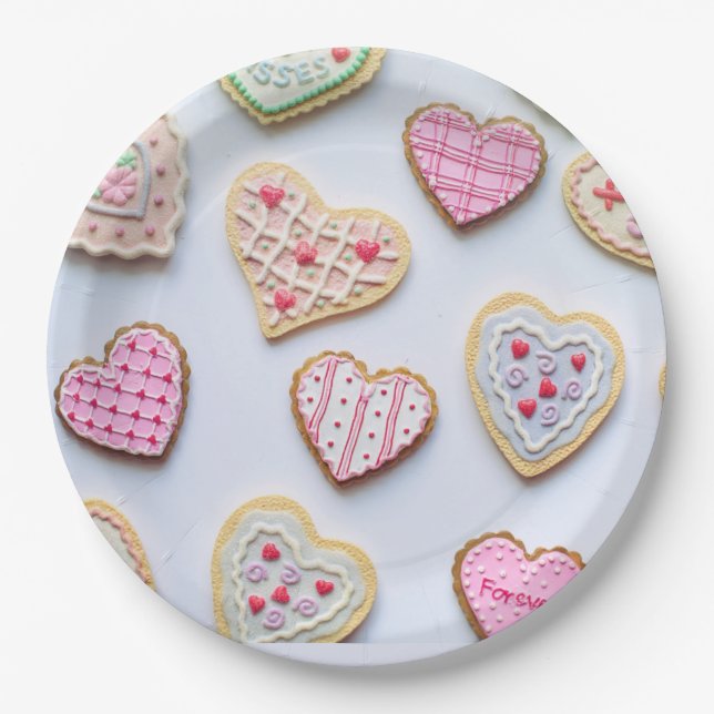Valentinstag Herzkekse Pappteller (Vorderseite)