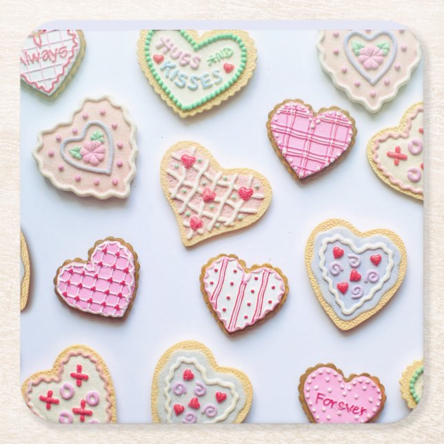 Valentinstag Herzkekse Rechteckiger Pappuntersetzer (Vorderseite)