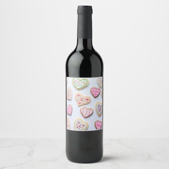 Valentinstag Herzkekse Weinetikett (Vorderseite)