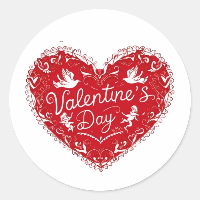 Valentinstag Herzsticker, Etikett Runder Aufkleber (Vorderseite)