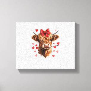 Valentinstag Highland Cow Funny Hearts Valentine Leinwanddruck
