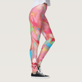 Valentinstag hinzufügen Name Cupid Herz rosa Rot Leggings