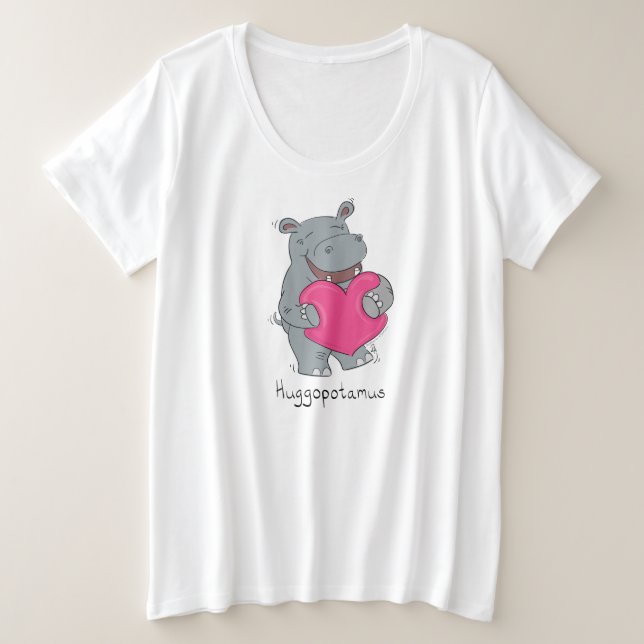 Valentinstag Hippo Niedliche Kinder Große Größe T-Shirt (Design vorne)