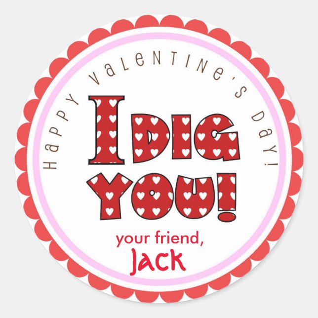 Valentinstag Ich grabe dir Aufkleber (Vorderseite)