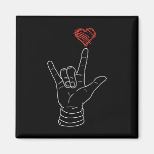 Valentinstag Ich Liebe Dich Handzeichen ASL Herz Magnet